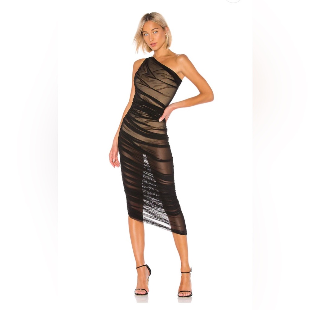 NWT Norma Kamali Diana Gown in Black Mesh XS